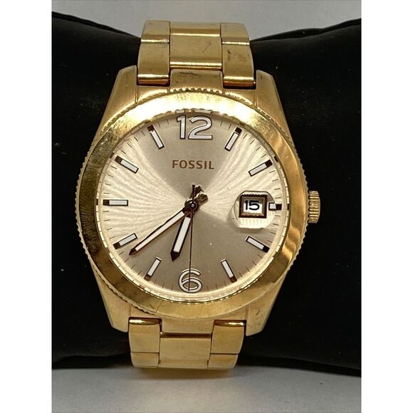 Fossil ES3587 Women Gold Stainless Steel Rose Gold Analog Dial Wrist Watch GE410 - Picture 1 of 12